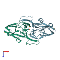PDB entry 1xsq coloured by chain, top view.