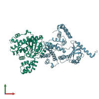 PDB entry 1xsz coloured by chain, front view.