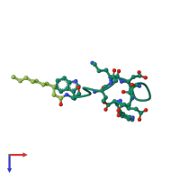 PDB entry 1xt7 coloured by chain, top view.