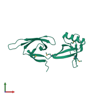 PDB entry 1xtd coloured by chain, front view.