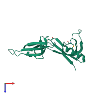 PDB entry 1xtd coloured by chain, top view.