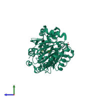 PDB entry 1xti coloured by chain, side view.