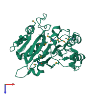 PDB entry 1xto coloured by chain, top view.