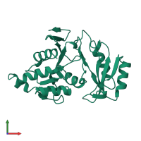 PDB entry 1xtz coloured by chain, front view.