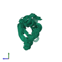 PDB entry 1xu0 coloured by chain, ensemble of 20 models, side view.