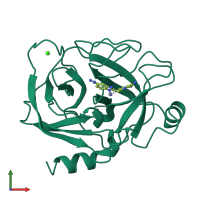 PDB entry 1xug coloured by chain, front view.