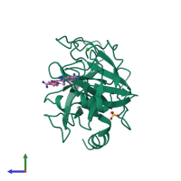 PDB entry 1xuh coloured by chain, side view.