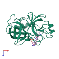 PDB entry 1xuk coloured by chain, top view.