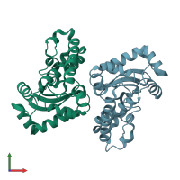 PDB entry 1xuq coloured by chain, front view.