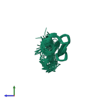 PDB entry 1xut coloured by chain, ensemble of 20 models, side view.