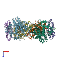 PDB entry 1xve coloured by chain, top view.