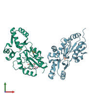 PDB entry 1xvi coloured by chain, front view.