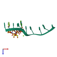 PDB entry 1xvk coloured by chain, top view.