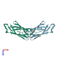 PDB entry 1xvs coloured by chain, top view.