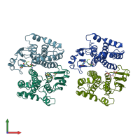PDB entry 1xw6 coloured by chain, front view.