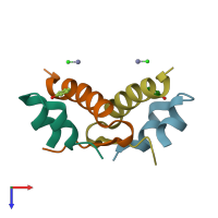 PDB entry 1xw7 coloured by chain, top view.