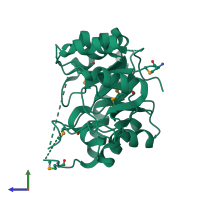 PDB entry 1xw8 coloured by chain, side view.