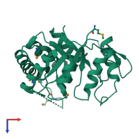 PDB entry 1xw8 coloured by chain, top view.