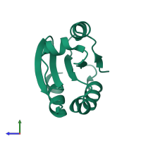 PDB entry 1xwc coloured by chain, side view.