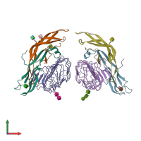 PDB entry 1xwd coloured by chain, front view.