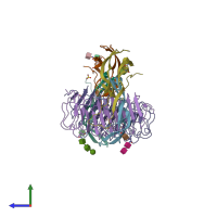 PDB entry 1xwd coloured by chain, side view.