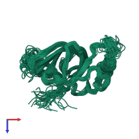 PDB entry 1xwe coloured by chain, ensemble of 40 models, top view.