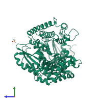 PDB entry 1xwl coloured by chain, side view.