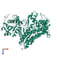 PDB entry 1xwl coloured by chain, top view.