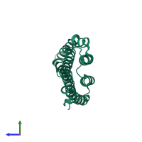 PDB entry 1xwm coloured by chain, side view.
