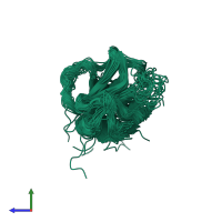 PDB entry 1xwn coloured by chain, ensemble of 20 models, side view.