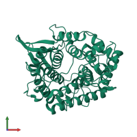 PDB entry 1xwt coloured by chain, front view.
