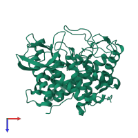 PDB entry 1xwt coloured by chain, top view.