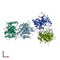 PDB entry 1xx1 coloured by chain, front view.