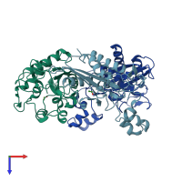 PDB entry 1xx5 coloured by chain, top view.