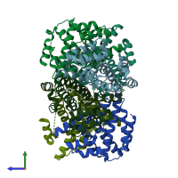 PDB entry 1xx7 coloured by chain, side view.
