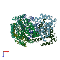 PDB entry 1xx7 coloured by chain, top view.