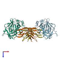 PDB entry 1xxd coloured by chain, top view.