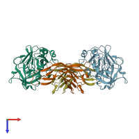 PDB entry 1xxf coloured by chain, top view.