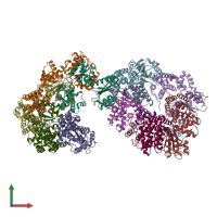 PDB entry 1xxi coloured by chain, front view.