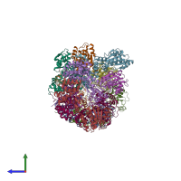 PDB entry 1xxi coloured by chain, side view.