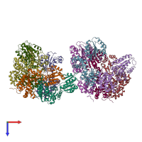 PDB entry 1xxi coloured by chain, top view.