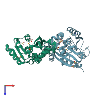 PDB entry 1xxl coloured by chain, top view.