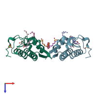 PDB entry 1xxs coloured by chain, top view.