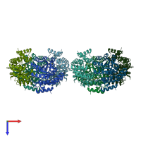 PDB entry 1xxx coloured by chain, top view.