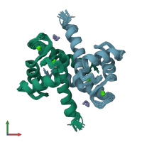 PDB entry 1xyd coloured by chain, ensemble of 20 models, front view.