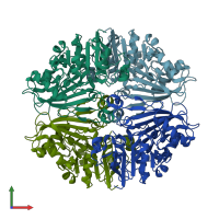 PDB entry 1xyg coloured by chain, front view.