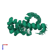 PDB entry 1xyj coloured by chain, ensemble of 20 models, top view.
