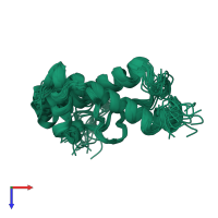 PDB entry 1xyk coloured by chain, ensemble of 20 models, top view.