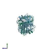 PDB entry 1xyo coloured by chain, side view.