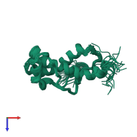 PDB entry 1xyq coloured by chain, ensemble of 20 models, top view.